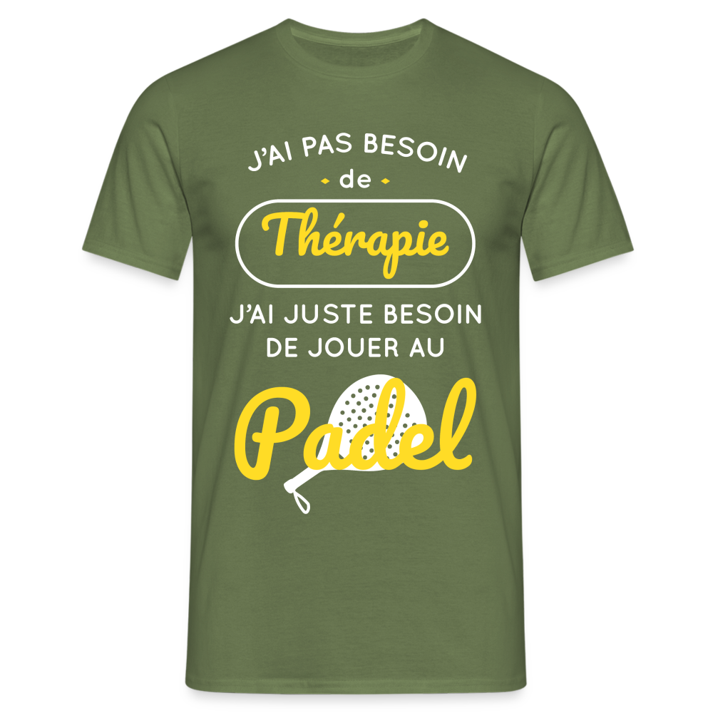 T-shirt Homme - Besoin De Jouer Au Padel - vert militaire