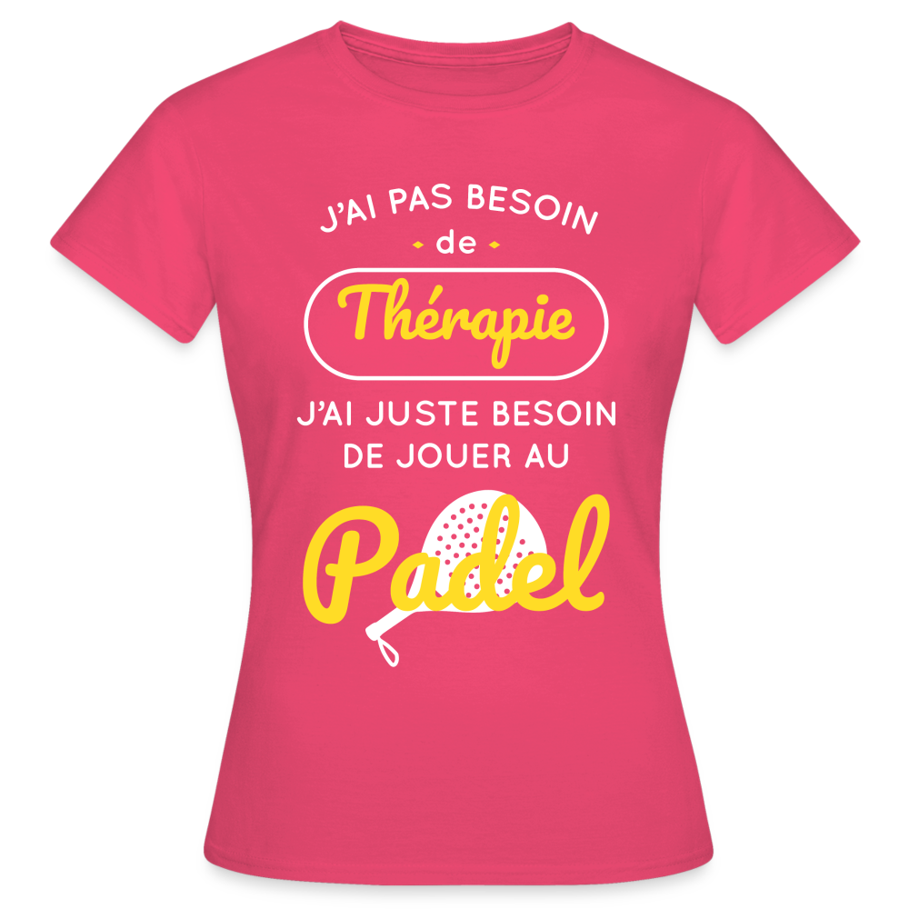 T-shirt Femme - Besoin De Jouer Au Padel - rose azalée