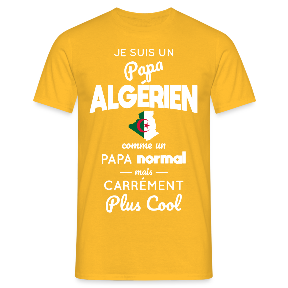 T-shirt Homme - Papa Algérien Plus Cool - jaune