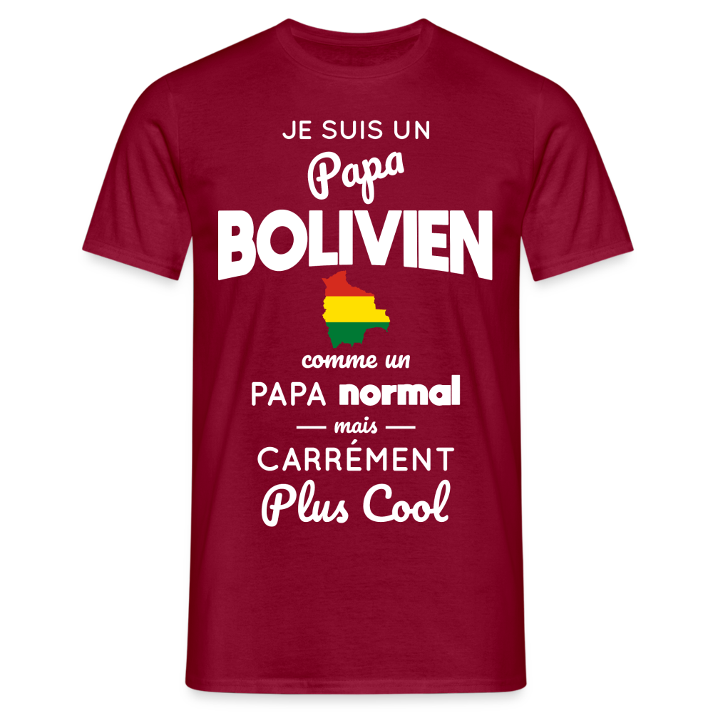 T-shirt Homme - Papa Bolivien Plus Cool - rouge brique