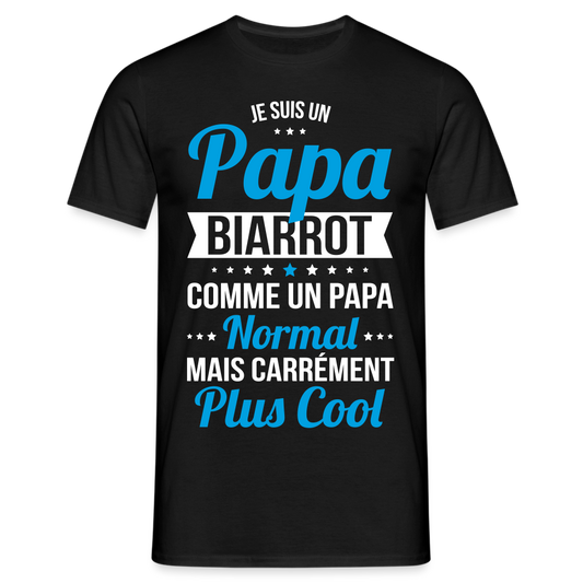 T-shirt Homme - Papa Biarrot Plus Cool - noir