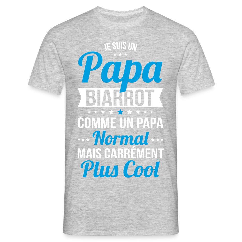 T-shirt Homme - Papa Biarrot Plus Cool - gris chiné