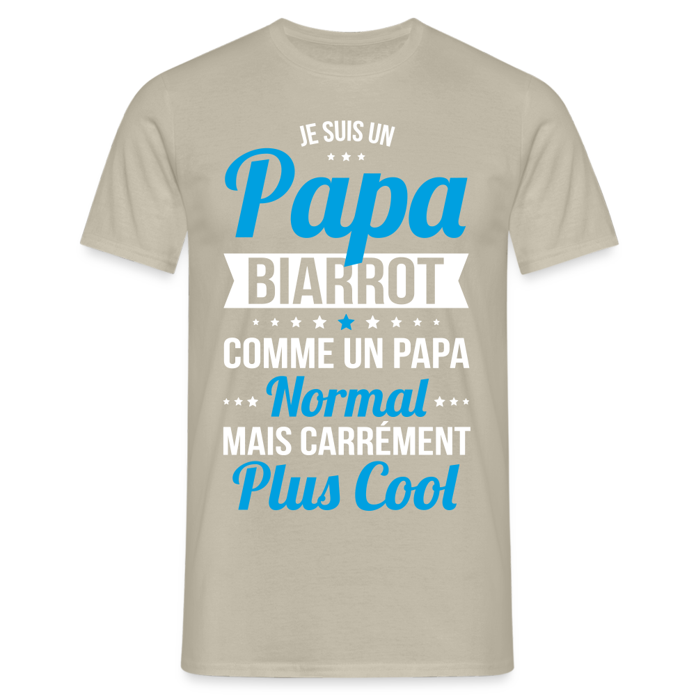 T-shirt Homme - Papa Biarrot Plus Cool - beige sable