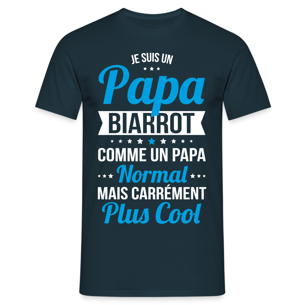 T-shirt Homme - Papa Biarrot Plus Cool - marine