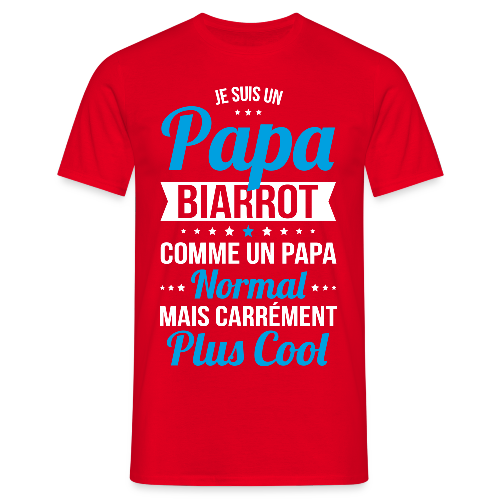 T-shirt Homme - Papa Biarrot Plus Cool - rouge