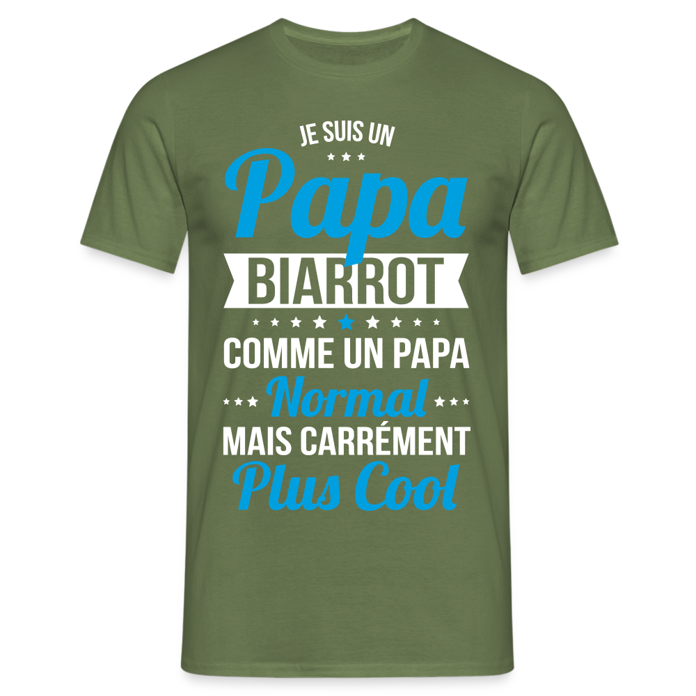 T-shirt Homme - Papa Biarrot Plus Cool - vert militaire