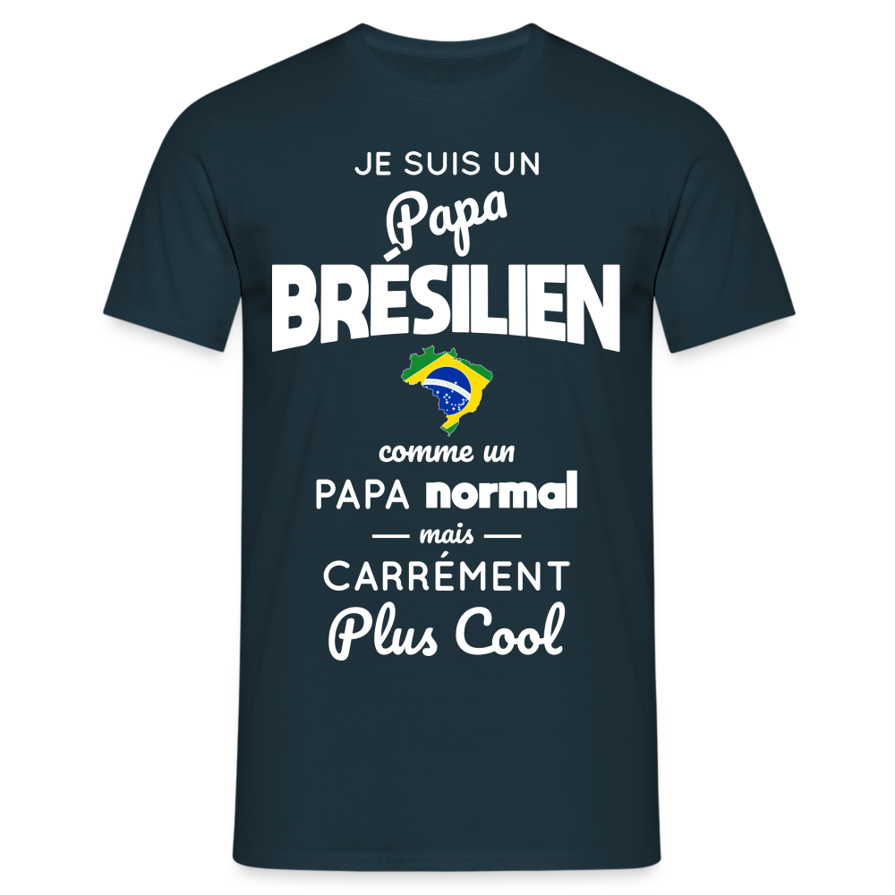 T-shirt Homme - Papa Brésilien Plus Cool - marine