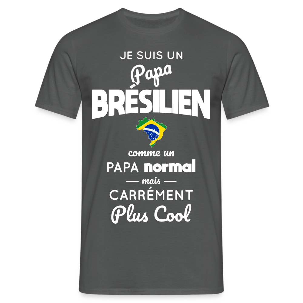 T-shirt Homme - Papa Brésilien Plus Cool - charbon