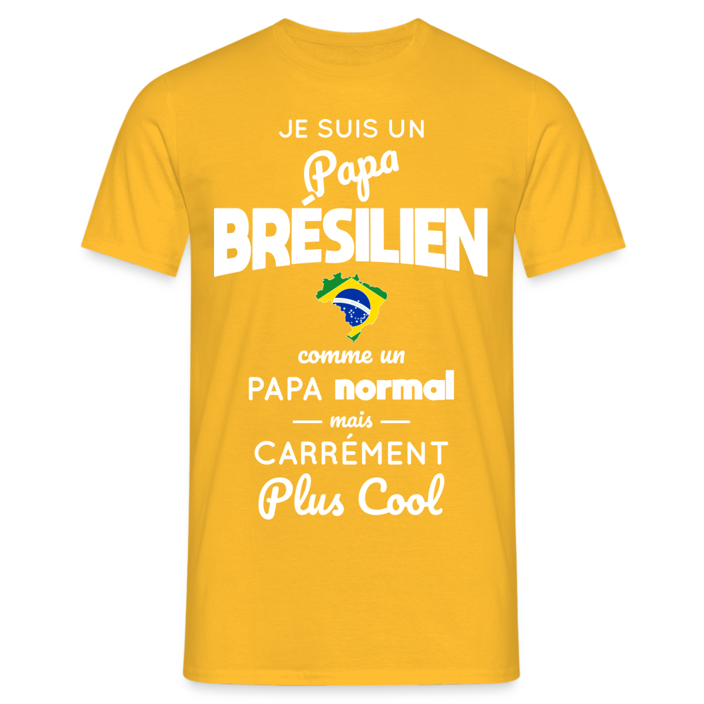 T-shirt Homme - Papa Brésilien Plus Cool - jaune