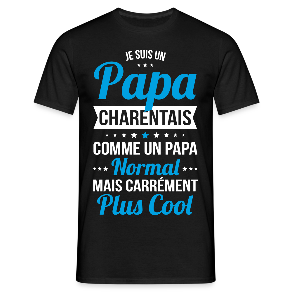 T-shirt Homme - Papa Charentais Plus Cool - noir