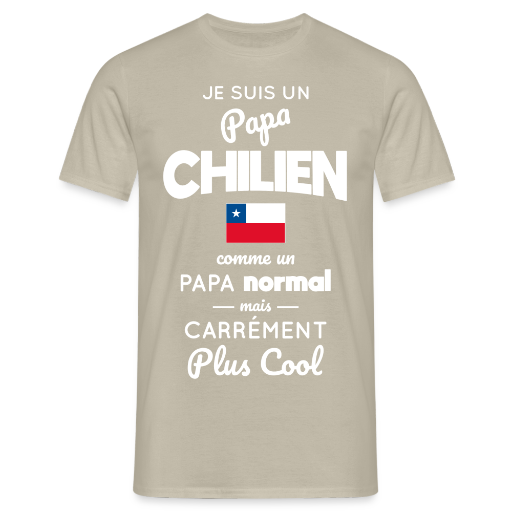 T-shirt Homme - Papa Chilien Plus Cool - beige sable