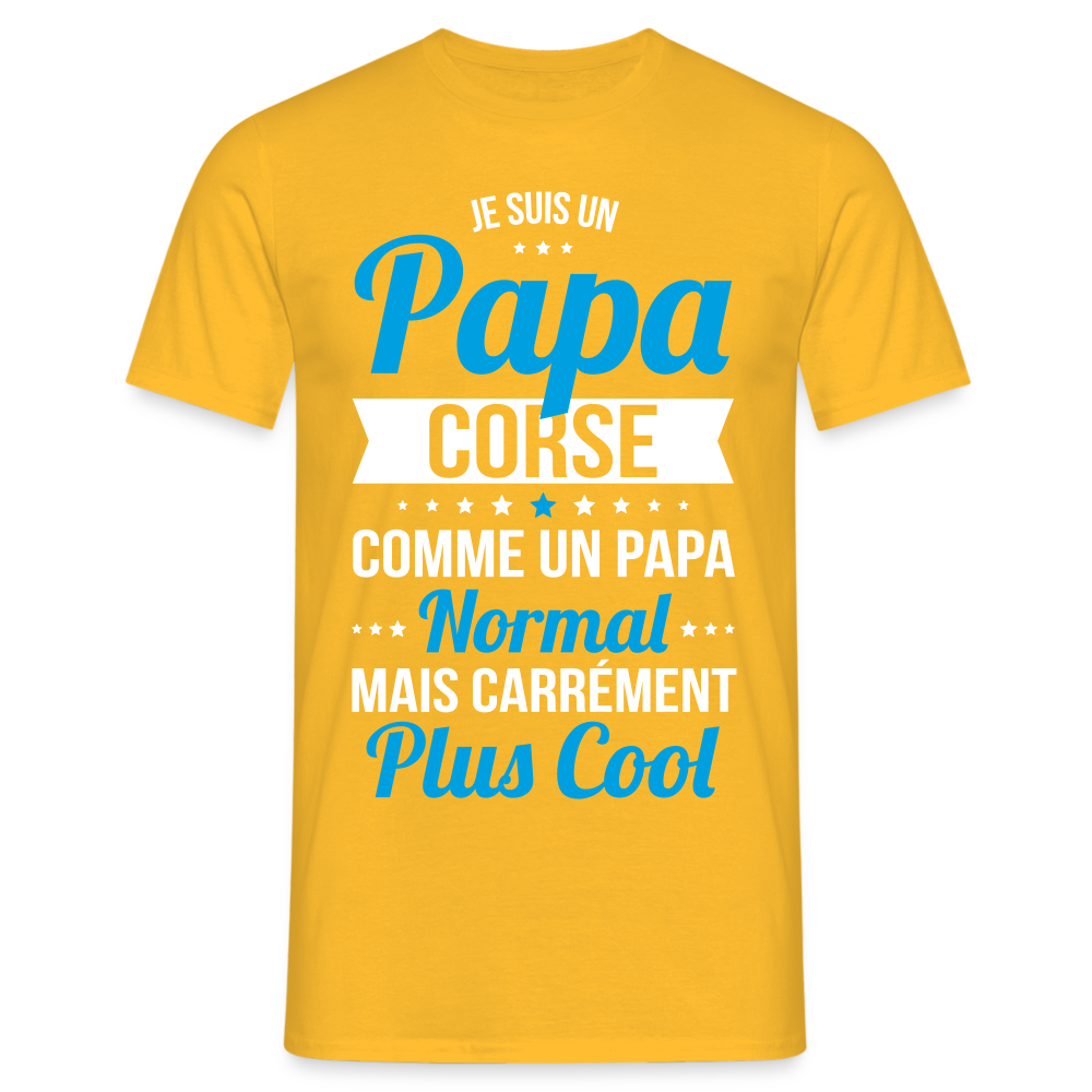 T-shirt Homme - Papa Corse Plus Cool - jaune