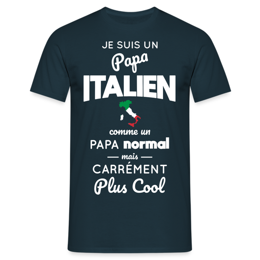 T-shirt Homme - Papa Italien Plus Cool - marine