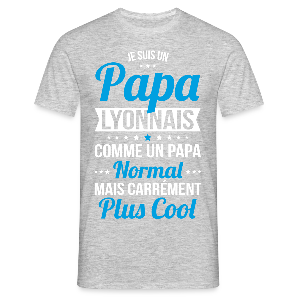 T-shirt Homme - Papa Lyonnais Plus Cool - gris chiné