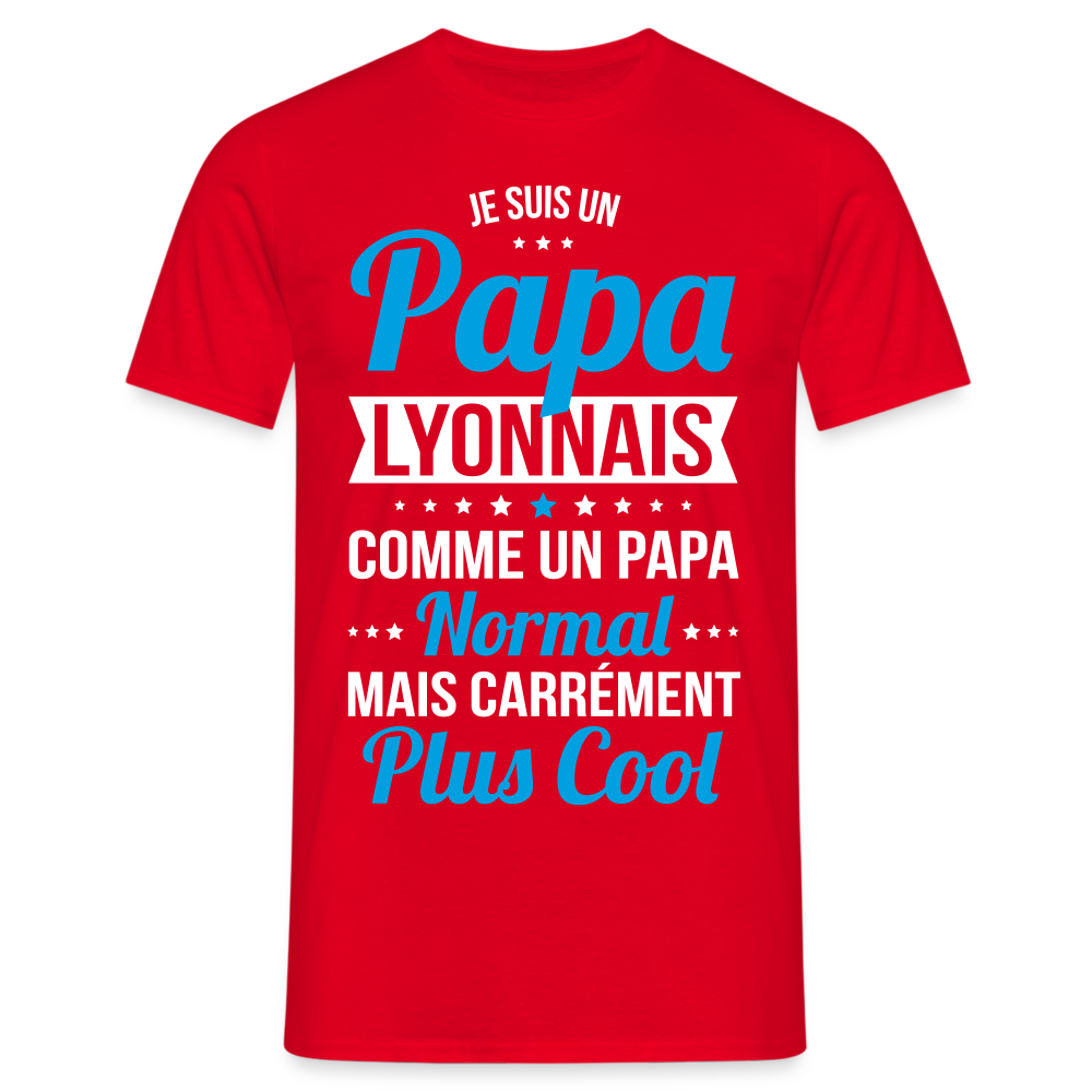 T-shirt Homme - Papa Lyonnais Plus Cool - rouge