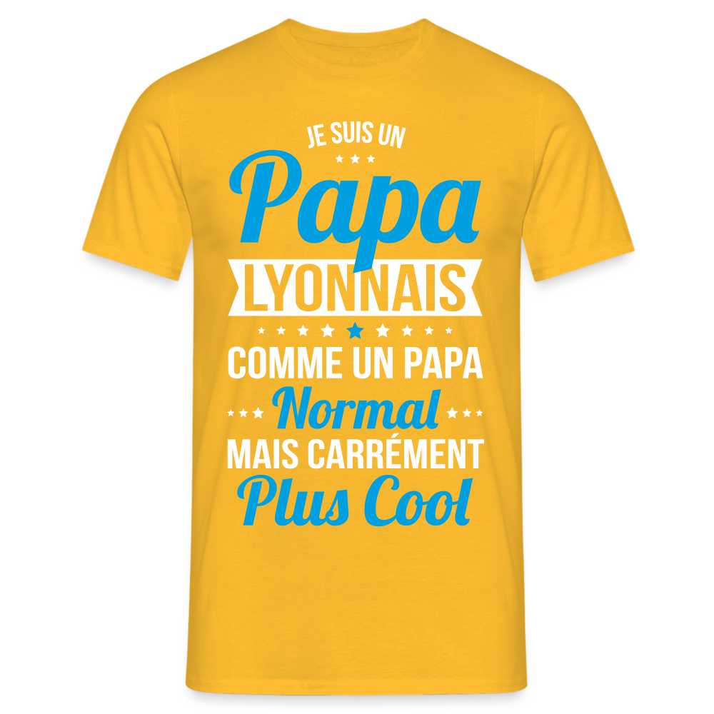 T-shirt Homme - Papa Lyonnais Plus Cool - jaune