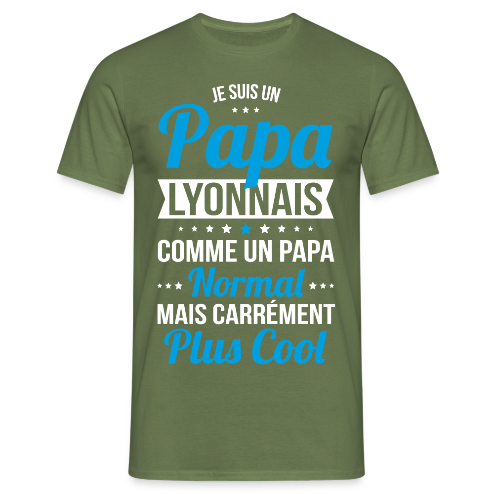 T-shirt Homme - Papa Lyonnais Plus Cool - vert militaire