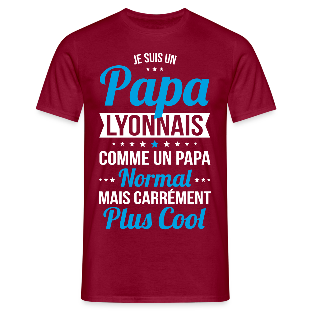 T-shirt Homme - Papa Lyonnais Plus Cool - rouge brique