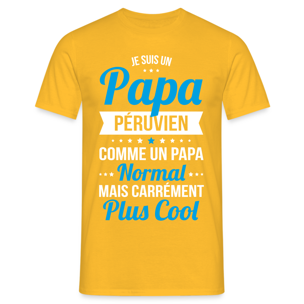 T-shirt Homme - Papa Péruvien Plus Cool - jaune