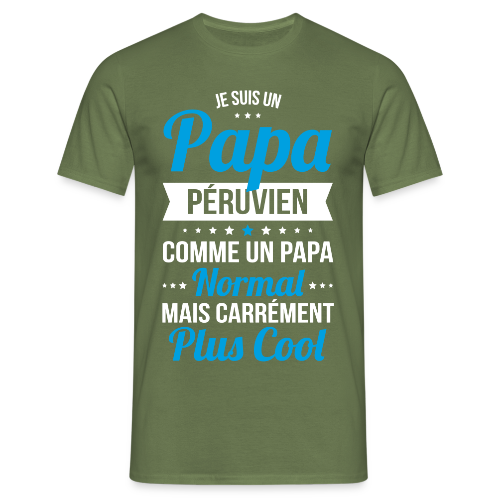 T-shirt Homme - Papa Péruvien Plus Cool - vert militaire