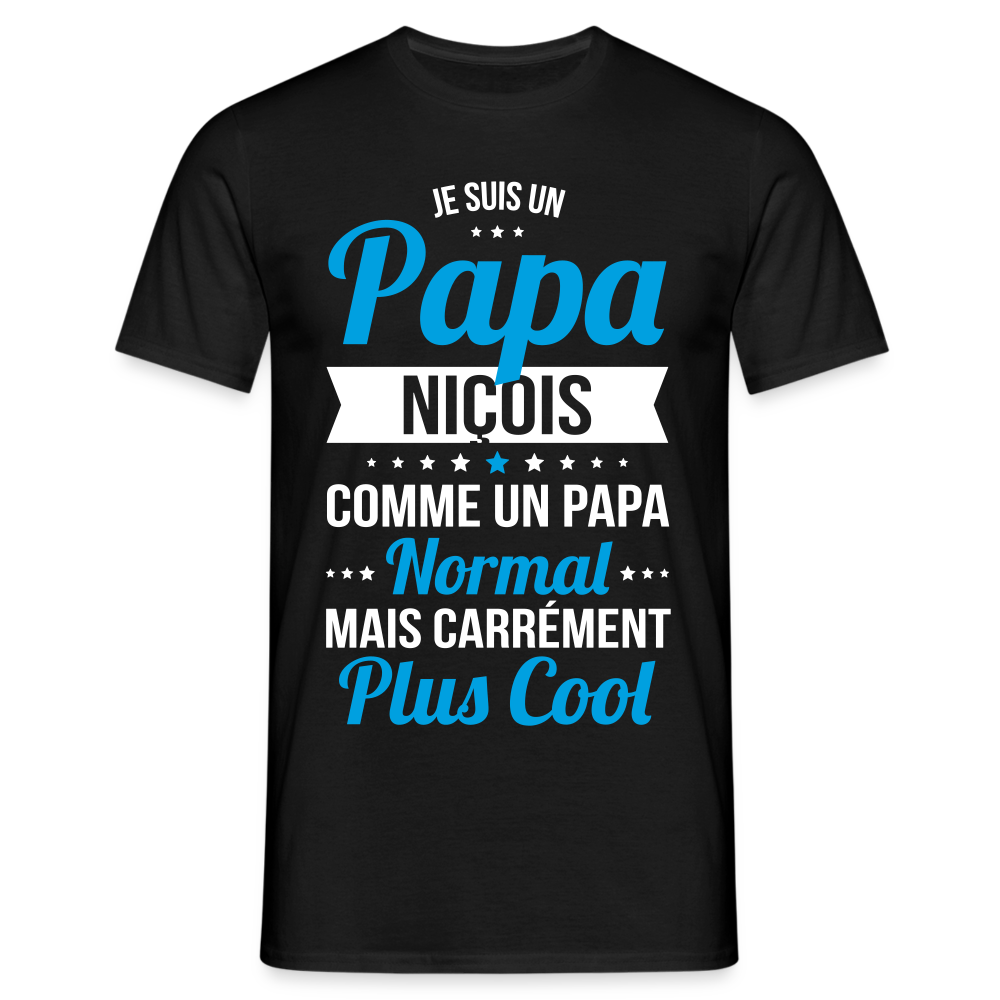 T-shirt Homme - Papa Niçois Plus Cool - noir