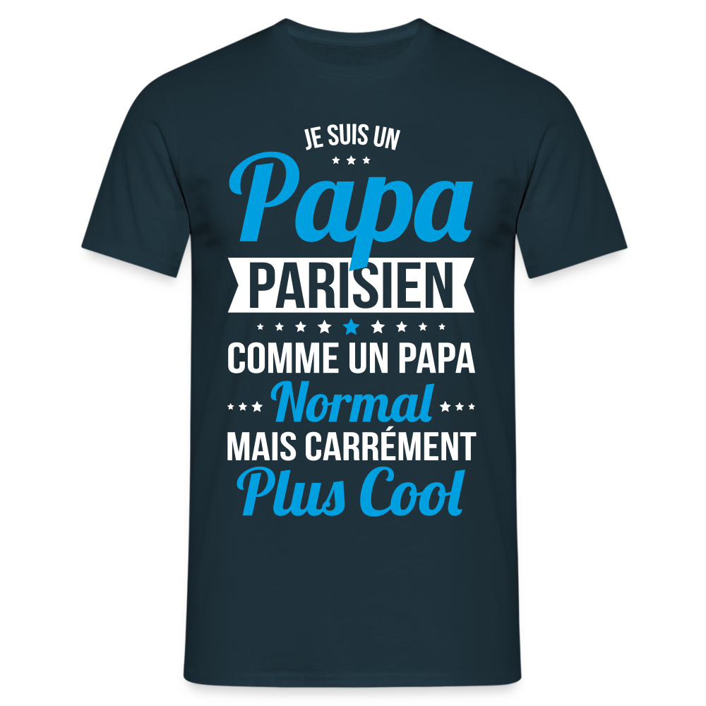 T-shirt Homme - Papa Parisien Plus Cool - marine