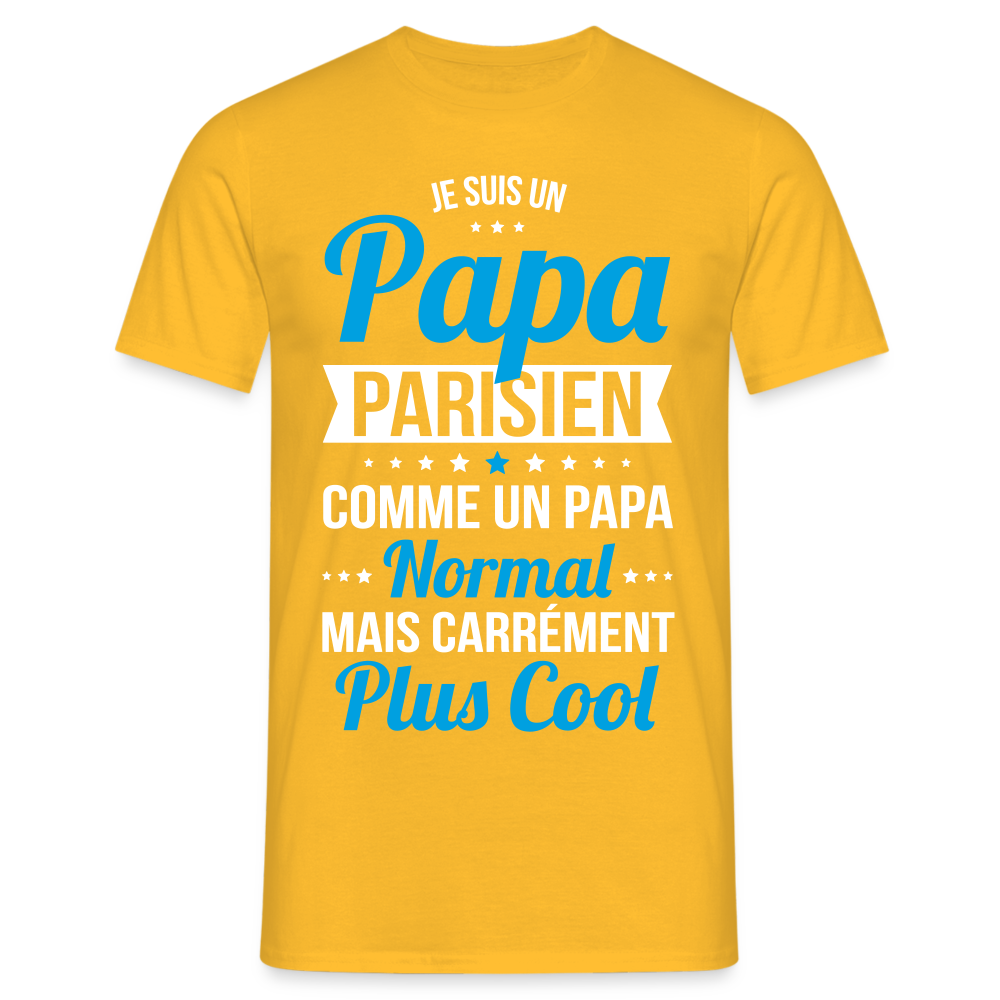 T-shirt Homme - Papa Parisien Plus Cool - jaune