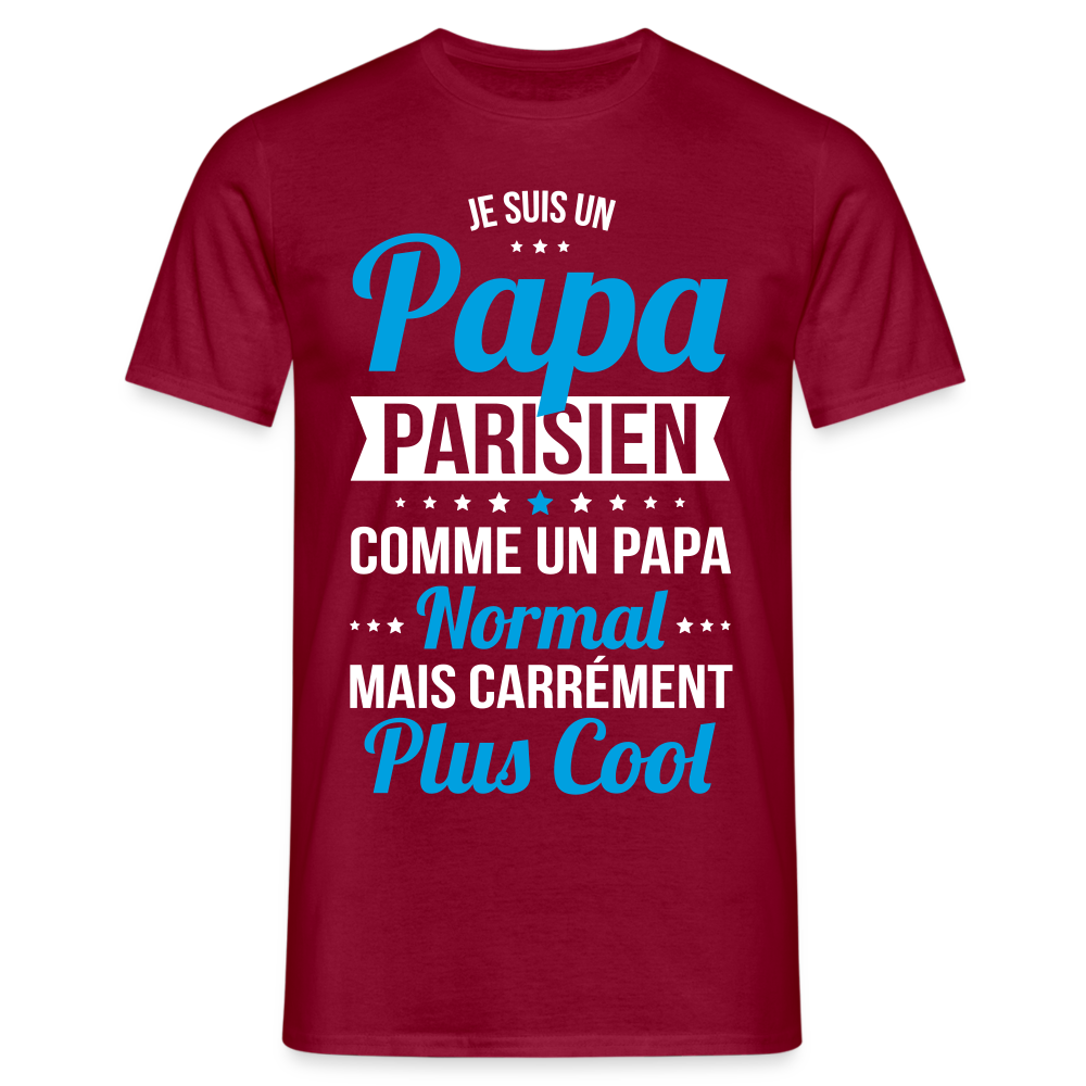 T-shirt Homme - Papa Parisien Plus Cool - rouge brique