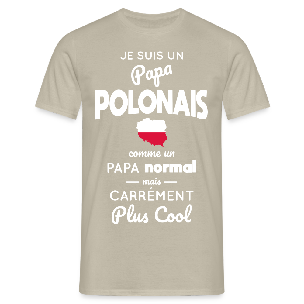 T-shirt Homme - Papa Polonais Plus Cool - beige sable