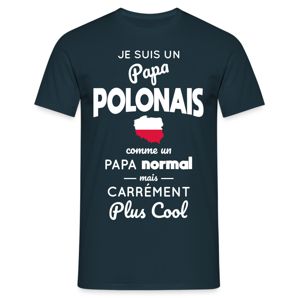 T-shirt Homme - Papa Polonais Plus Cool - marine