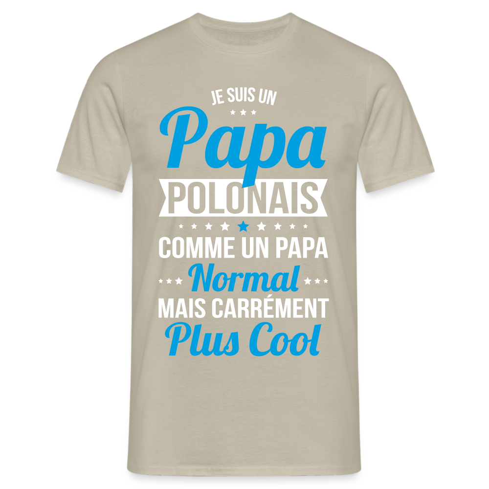 T-shirt Homme - Papa Polonais Plus Cool - beige sable