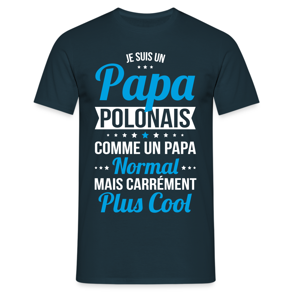 T-shirt Homme - Papa Polonais Plus Cool - marine