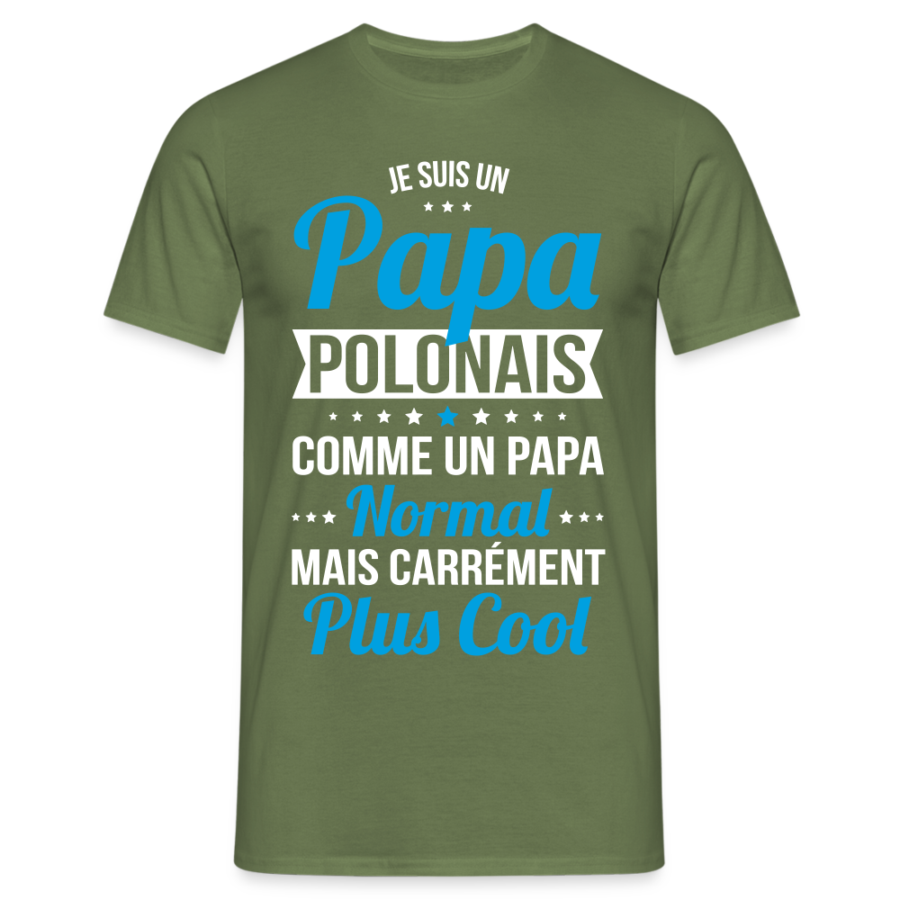 T-shirt Homme - Papa Polonais Plus Cool - vert militaire