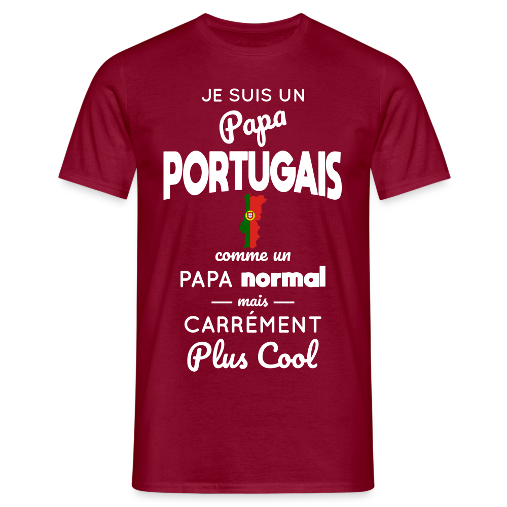 T-shirt Homme - Papa Portugais Plus Cool - rouge brique