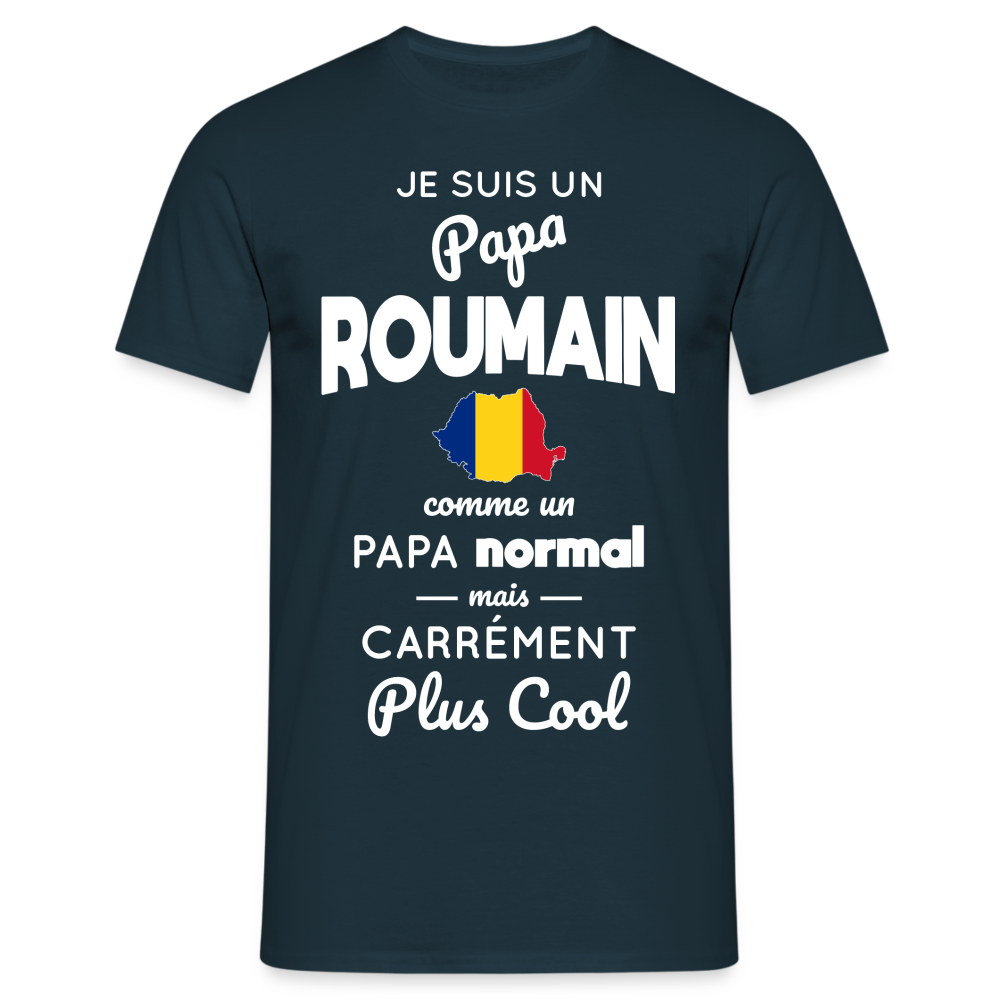 T-shirt Homme - Papa Roumain Plus Cool - marine