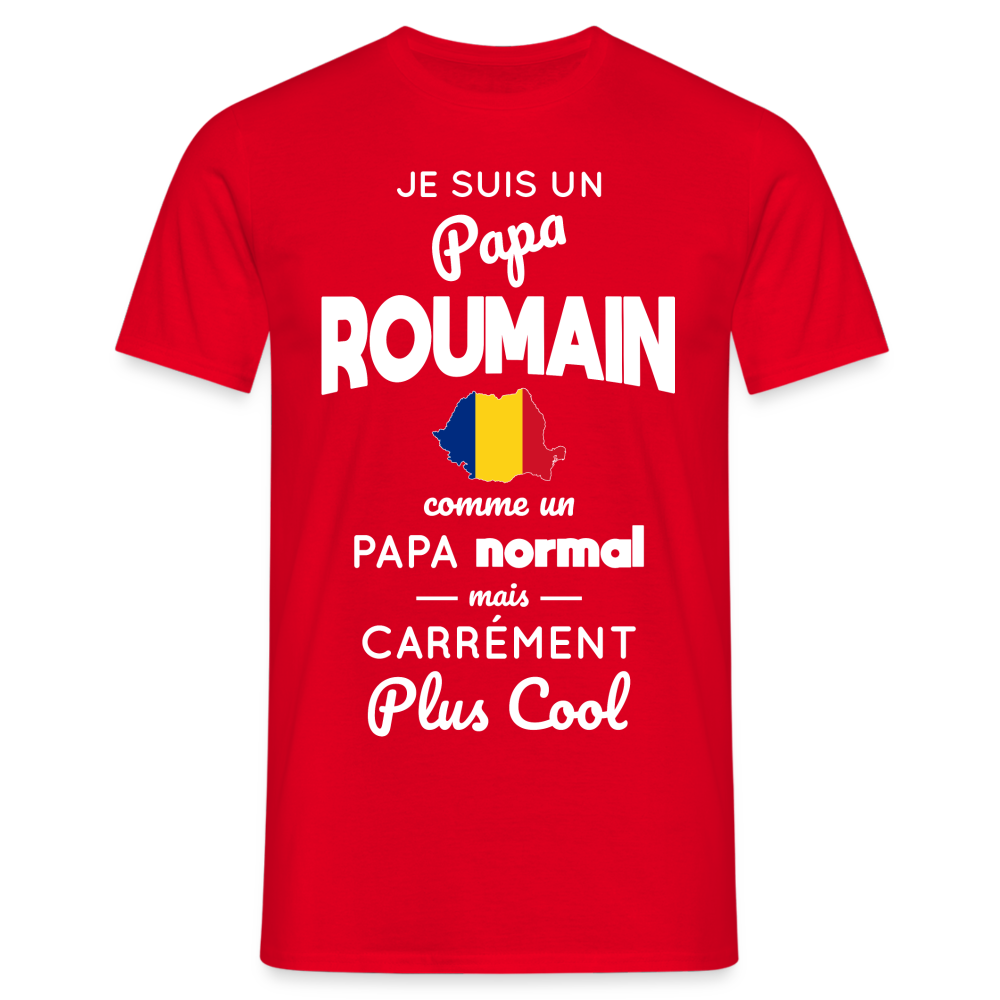 T-shirt Homme - Papa Roumain Plus Cool - rouge