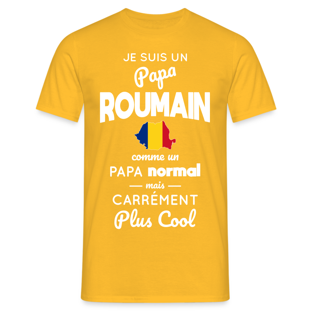 T-shirt Homme - Papa Roumain Plus Cool - jaune