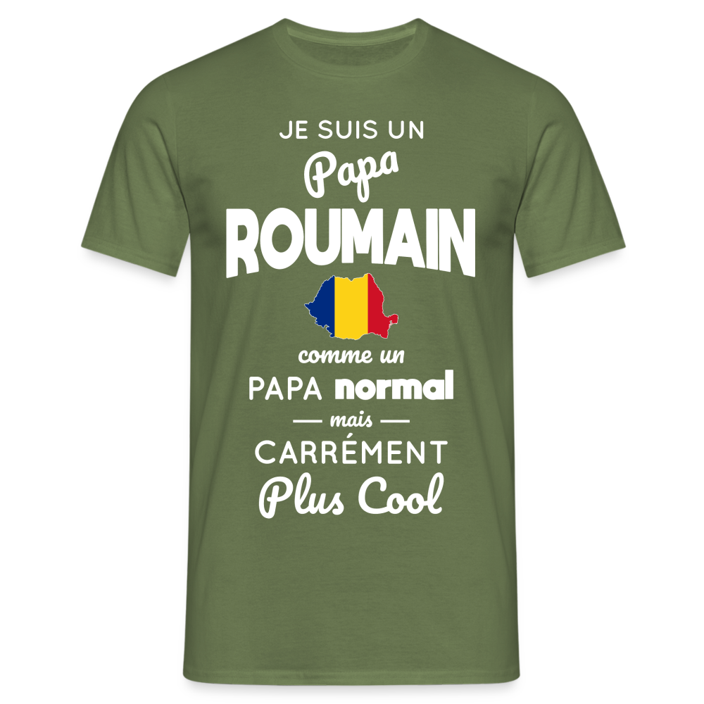 T-shirt Homme - Papa Roumain Plus Cool - vert militaire