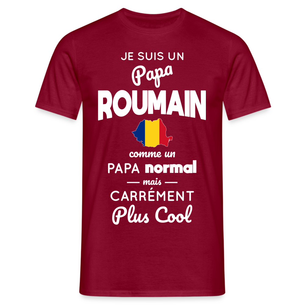 T-shirt Homme - Papa Roumain Plus Cool - rouge brique