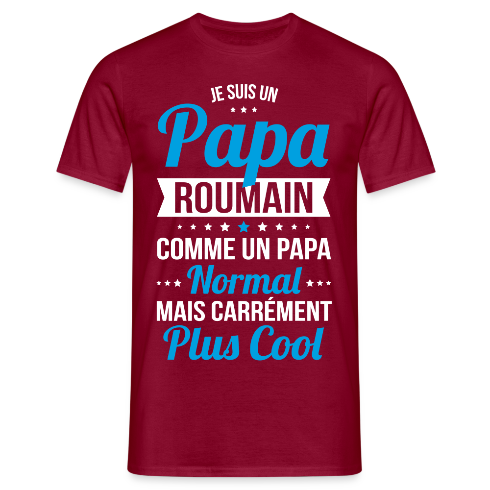 T-shirt Homme - Papa Roumain Plus Cool - rouge brique