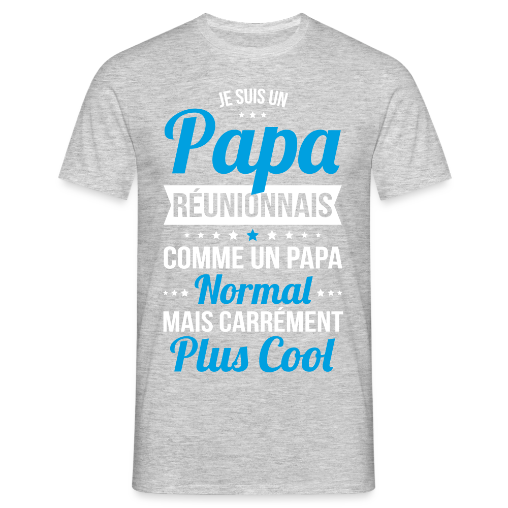 T-shirt Homme - Papa Réunionnais Plus Cool - gris chiné