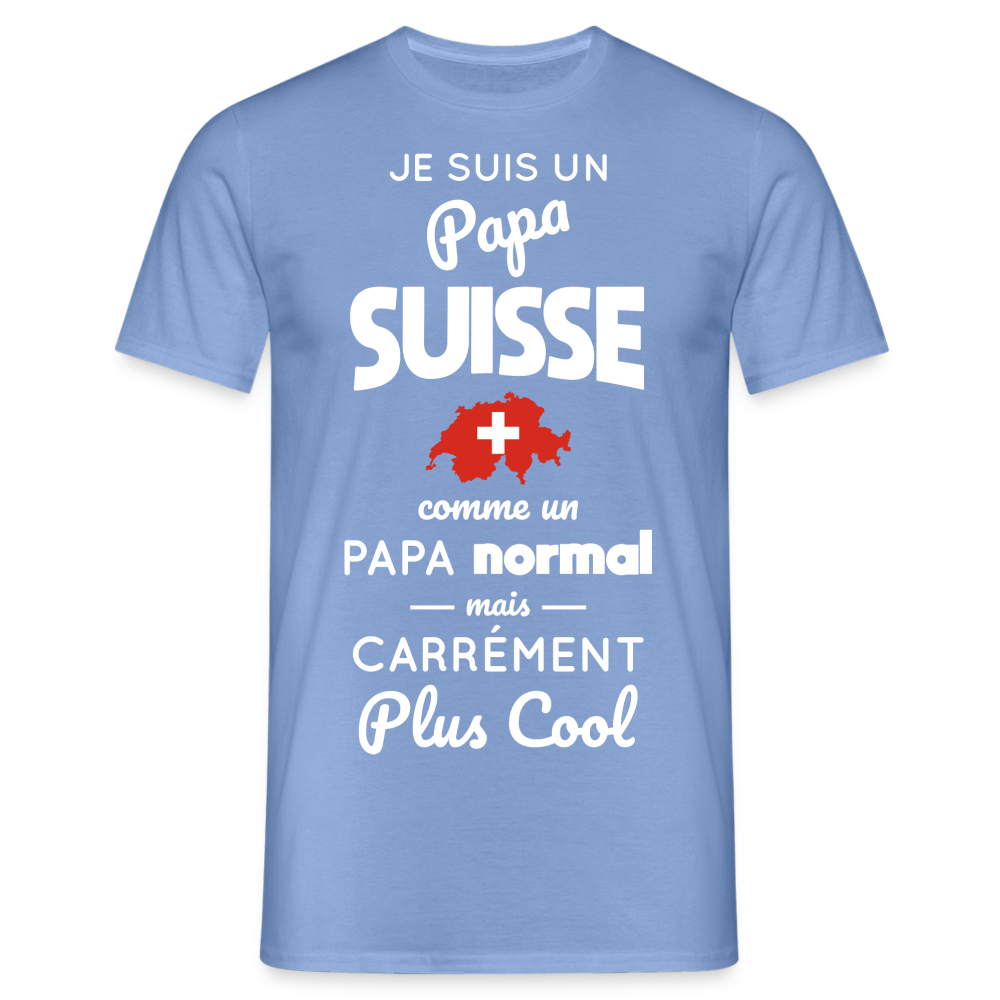 T-shirt Homme - Papa Suisse Plus Cool - carolina blue