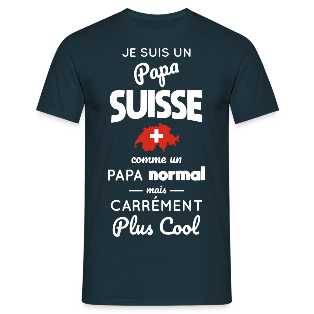 T-shirt Homme - Papa Suisse Plus Cool - marine