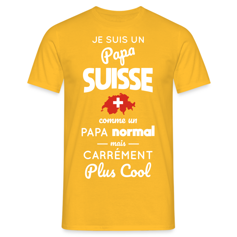 T-shirt Homme - Papa Suisse Plus Cool - jaune