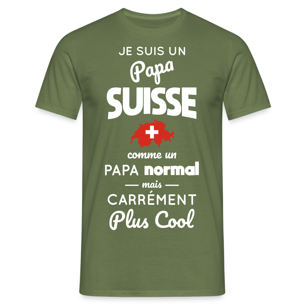 T-shirt Homme - Papa Suisse Plus Cool - vert militaire