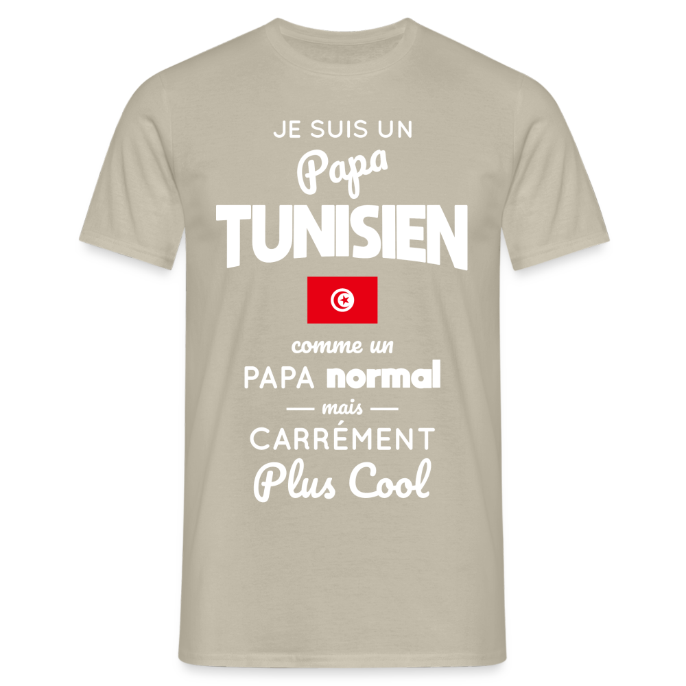 T-shirt Homme - Papa Tunisien Plus Cool - beige sable