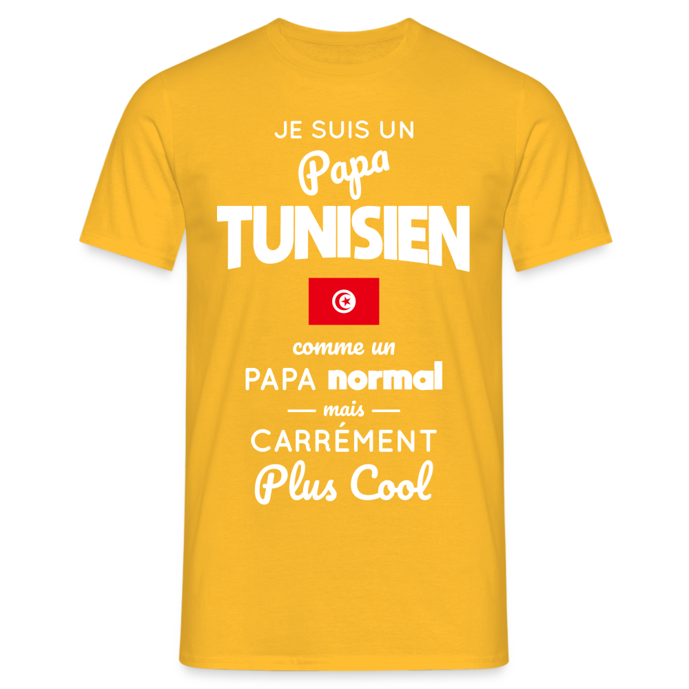 T-shirt Homme - Papa Tunisien Plus Cool - jaune