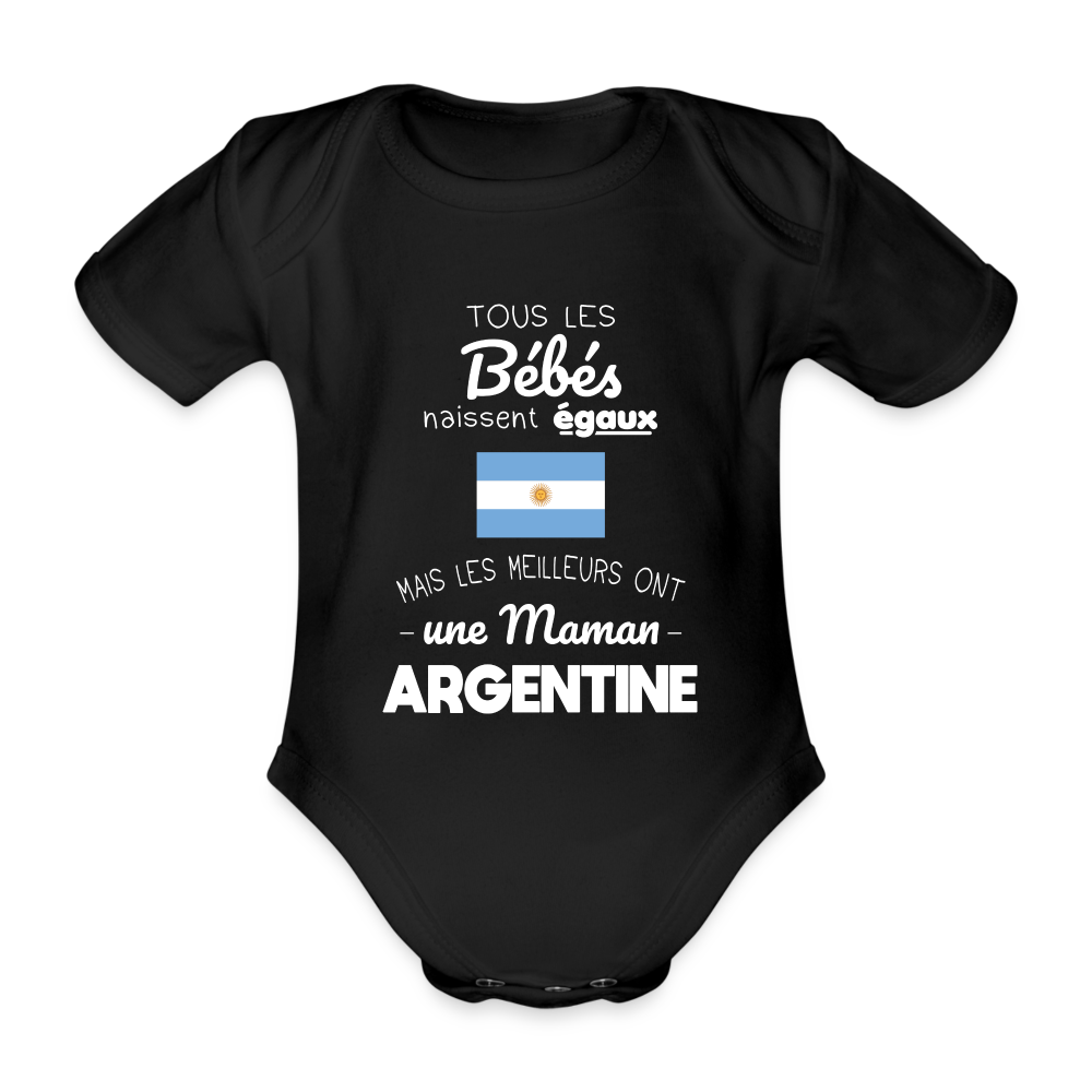 Body Bébé bio manches courtes - Les Meilleurs Ont Une Maman Argentine - noir