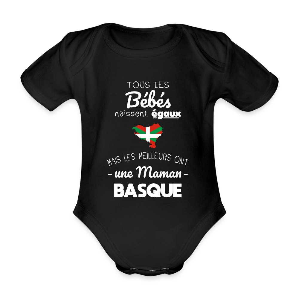 Body Bébé bio manches courtes - Les Meilleurs Ont Une Maman Basque - noir