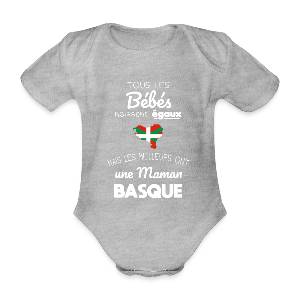 Body Bébé bio manches courtes - Les Meilleurs Ont Une Maman Basque - gris chiné